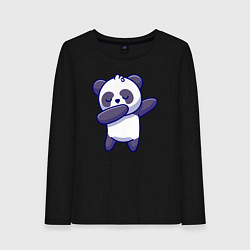 Лонгслив хлопковый женский Dabbing panda, цвет: черный