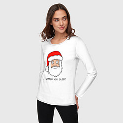 Лонгслив хлопковый женский Криповый Санта, цвет: белый — фото 2