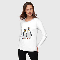 Лонгслив хлопковый женский Друзья-пингвины, цвет: белый — фото 2