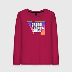 Лонгслив хлопковый женский GTA 6 logo, цвет: маджента