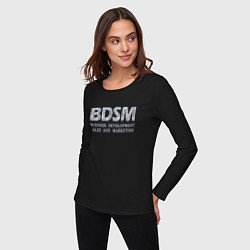 Лонгслив хлопковый женский BDSM - business development sales and marketing, цвет: черный — фото 2