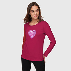 Лонгслив хлопковый женский Розовое алмазное сердце, цвет: маджента — фото 2