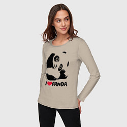 Лонгслив хлопковый женский I love panda, цвет: миндальный — фото 2