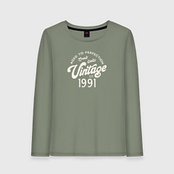 Лонгслив хлопковый женский 1991 год - выдержанный до совершенства, цвет: авокадо