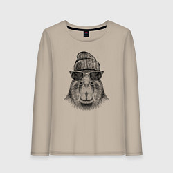 Женский лонгслив Капибара хипстер