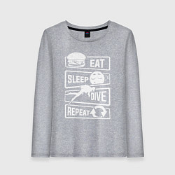 Женский лонгслив Еда сон дайвинг