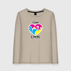 Женский лонгслив I love cmyk