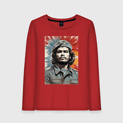 Лонгслив хлопковый женский Портрет Че Гевара, цвет: красный