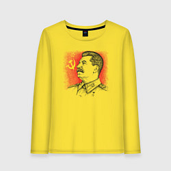 Лонгслив хлопковый женский Профиль Сталина СССР, цвет: желтый