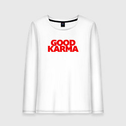 Лонгслив хлопковый женский Good karma, цвет: белый