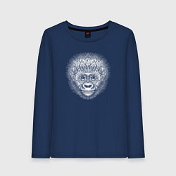 Лонгслив хлопковый женский Морда детеныша гориллы, цвет: тёмно-синий
