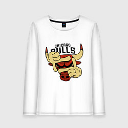 Лонгслив хлопковый женский Bulls logo with hands, цвет: белый