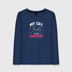 Женский лонгслив My cat is my Valentine 2024