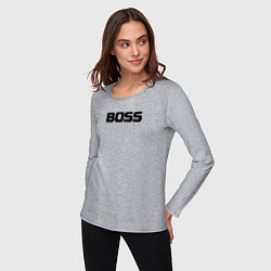 Лонгслив хлопковый женский Boss по английски, цвет: меланж — фото 2