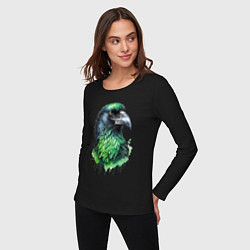 Лонгслив хлопковый женский Мудрость ворона, цвет: черный — фото 2