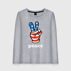 Лонгслив хлопковый женский USA peace, цвет: меланж
