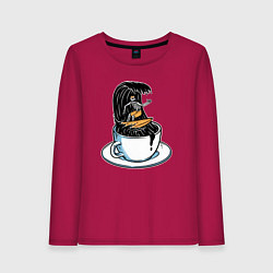 Лонгслив хлопковый женский Кофейный серфер, цвет: маджента