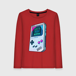 Лонгслив хлопковый женский Гейм бой - тетрис, цвет: красный