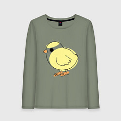 Лонгслив хлопковый женский Птицы цыпленок, цвет: авокадо