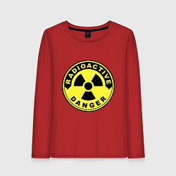 Лонгслив хлопковый женский Danger radiation sign, цвет: красный