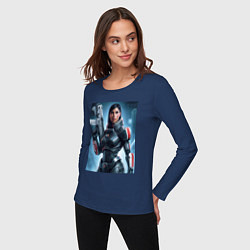 Лонгслив хлопковый женский Mass Effect -N7 armor, цвет: тёмно-синий — фото 2