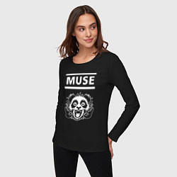 Лонгслив хлопковый женский Muse rock panda, цвет: черный — фото 2