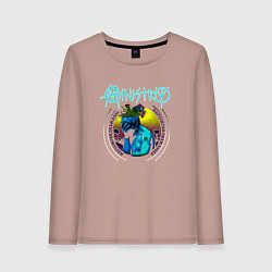 Лонгслив хлопковый женский Ministry - Hopium for the masses, цвет: пыльно-розовый