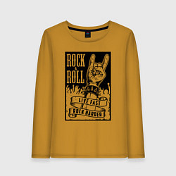 Лонгслив хлопковый женский Rock and roll hands, цвет: горчичный