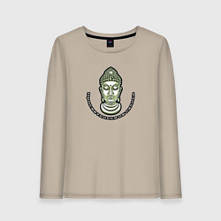 Лонгслив хлопковый женский Просветлился не пались, цвет: миндальный