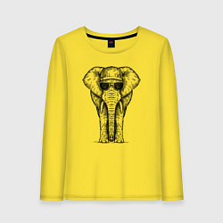 Лонгслив хлопковый женский Слон в панаме, цвет: желтый