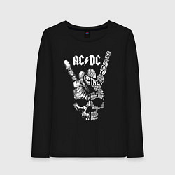 Лонгслив хлопковый женский AC DC - highway to hell, цвет: черный