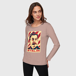 Лонгслив хлопковый женский Stalin face, цвет: пыльно-розовый — фото 2