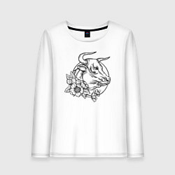 Женский лонгслив Корова и цветы