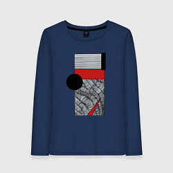 Лонгслив хлопковый женский Волны и круг, цвет: тёмно-синий