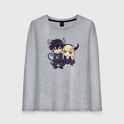 Лонгслив хлопковый женский Рин и Сиэми - Синий экзорцист, цвет: меланж