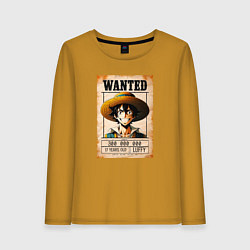 Лонгслив хлопковый женский Ван Пис - розыск, цвет: горчичный