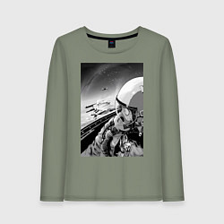 Женский лонгслив Ванпанчмен Сайтама на крыле самолета