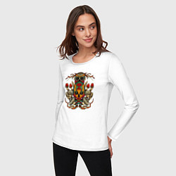 Лонгслив хлопковый женский Skull and mushrooms, цвет: белый — фото 2