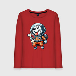 Женский лонгслив Dalmatian cosmonaut puppy with a bone