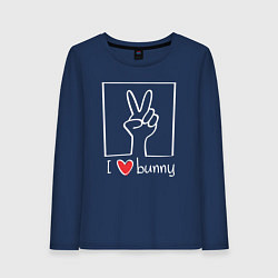 Лонгслив хлопковый женский I love bunny, цвет: тёмно-синий