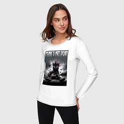Лонгслив хлопковый женский Cool kitten - punks not dead, цвет: белый — фото 2
