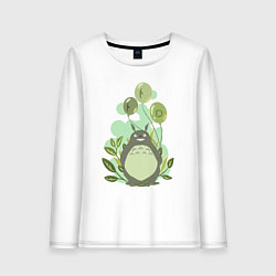 Лонгслив хлопковый женский Green Totoro, цвет: белый