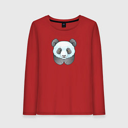 Лонгслив хлопковый женский Маленькая забавная панда, цвет: красный