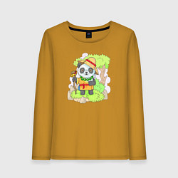 Лонгслив хлопковый женский Панда монах, цвет: горчичный