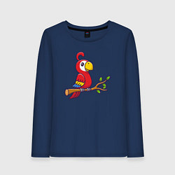 Лонгслив хлопковый женский Красный попугайчик, цвет: тёмно-синий