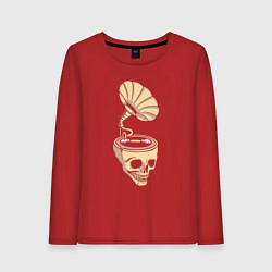 Лонгслив хлопковый женский Skull vinyl, цвет: красный