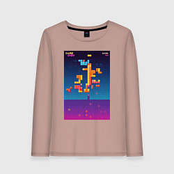 Женский лонгслив Синтвейв тетрис