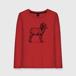 Лонгслив хлопковый женский Барашек в новогодней шапке, цвет: красный