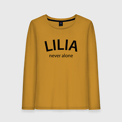 Лонгслив хлопковый женский Lilia never alone - motto, цвет: горчичный