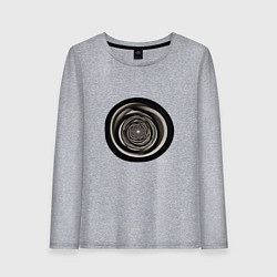 Лонгслив хлопковый женский Черно белые кольца, цвет: меланж